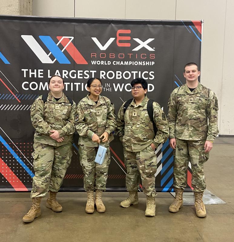 Cape High JROTC cadets (l-r) Madison Layfield, Jazmine Ramos-Trejo, Miguel Robledo-Mendez and Christian Fuscellaro participated in the robotics competition for the first time.